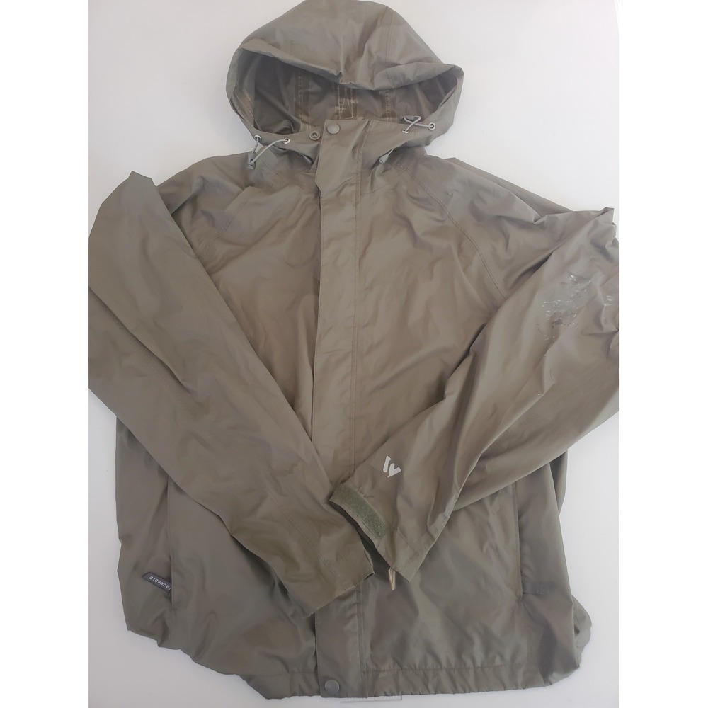 White Sierra Mens Packable Rain Jacket Olive Green Hooded Waterproof Shell Small